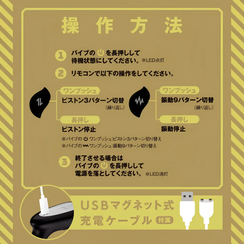 Japanese instructions for Mesuochi Back Vibe Remote Piston prostate massager