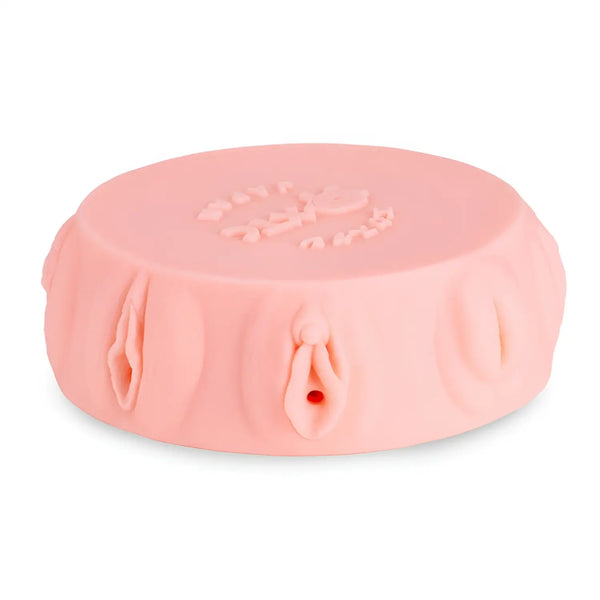 Pink silicone vibrators with logo and texture in Round Table Knights set