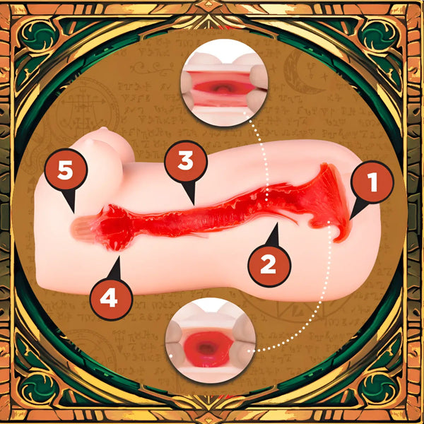 Pink Seiraku Toys secret spellbook onahole with red textured interior