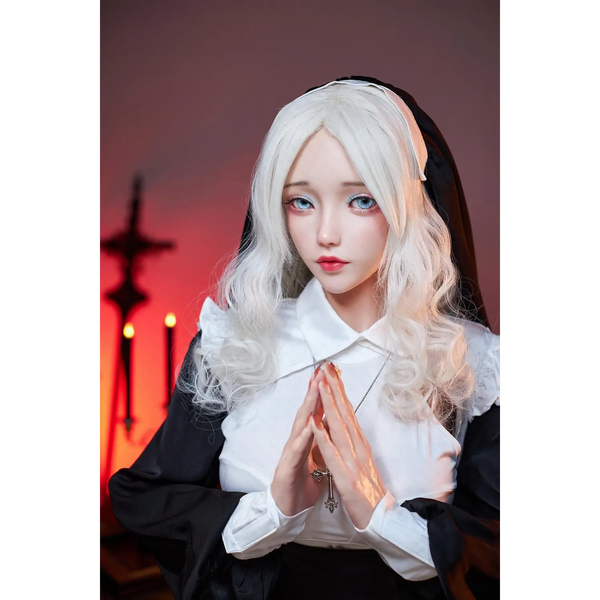 White nun silicone sex doll by designer MoXueyin, 155cm Emily