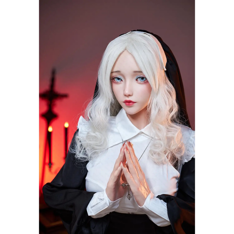 White nun silicone sex doll by designer MoXueyin, 155cm Emily