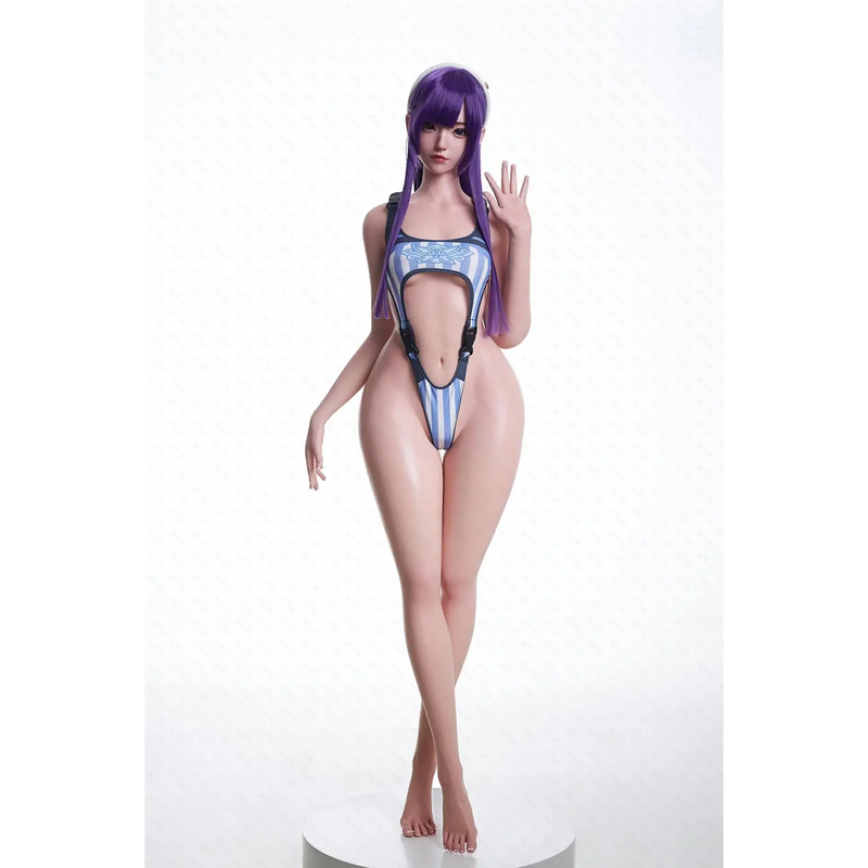 AITIA Swim Club Senpai realistic sex doll in silver blue metallic bodysuit