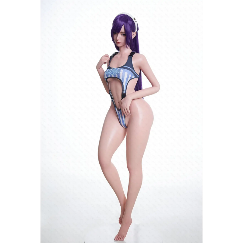 Purple anime wig on AITIA Swim Club Senpai realistic sex doll
