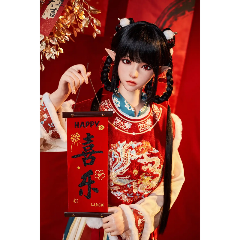 Red gold dragon fortune box on AITIA Calla 163cm silicone sex doll