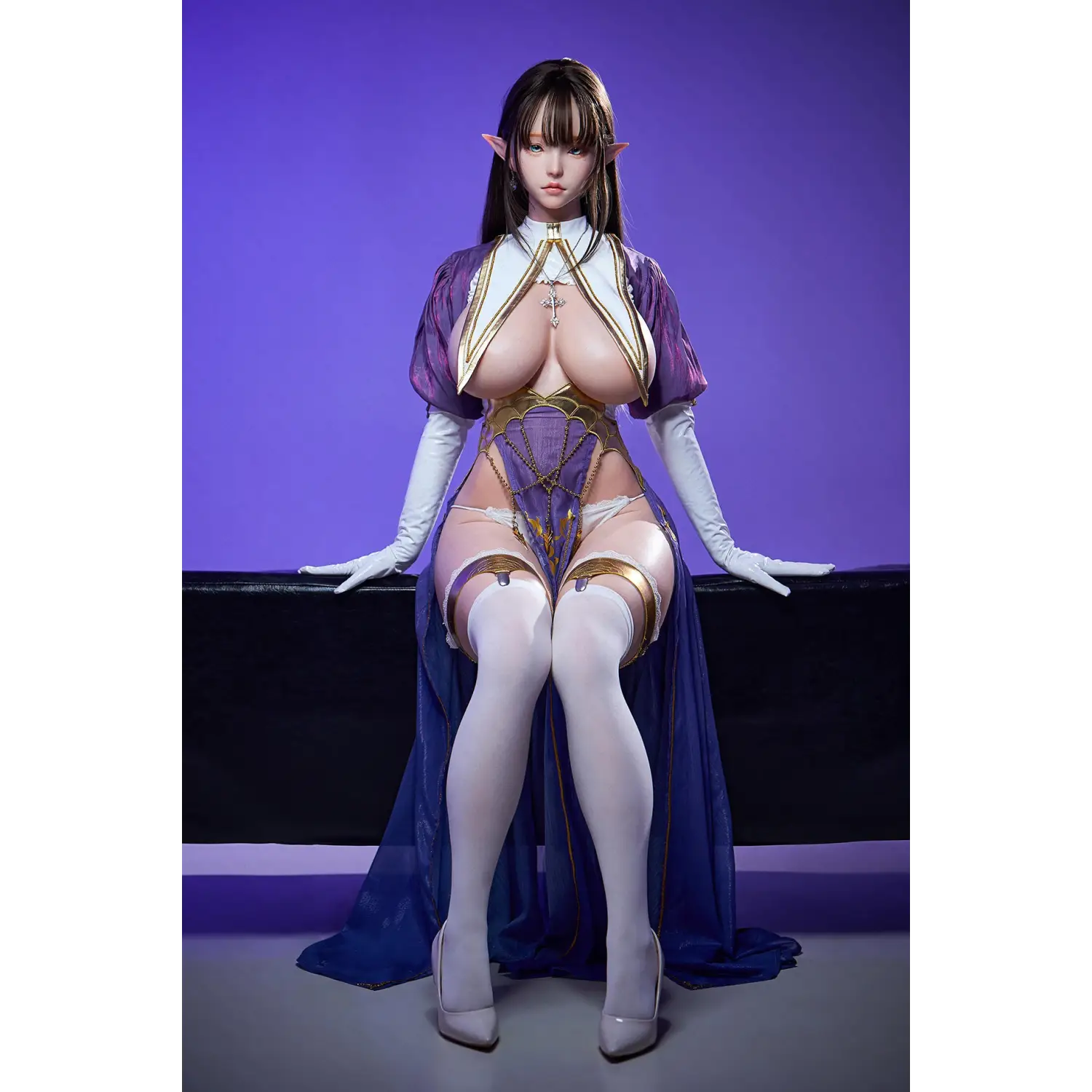 Aitia Silicone purple gold fantasy sex doll dress with blue cape