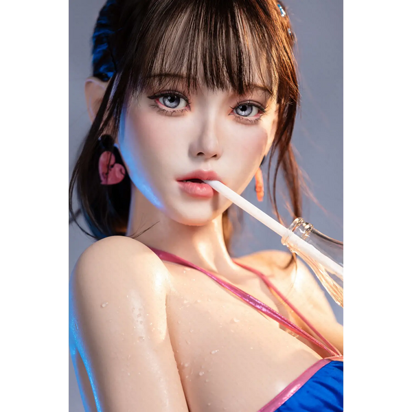 Aitia Silicone blue white watercolor brush pen with metallic accents on Nymphaea sex doll