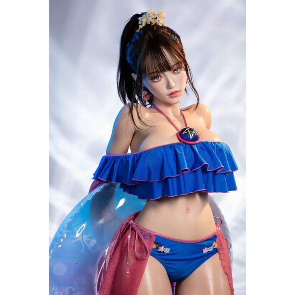 Aitia Silicone blue ruffled bikini on 155cm Nymphaea sex doll