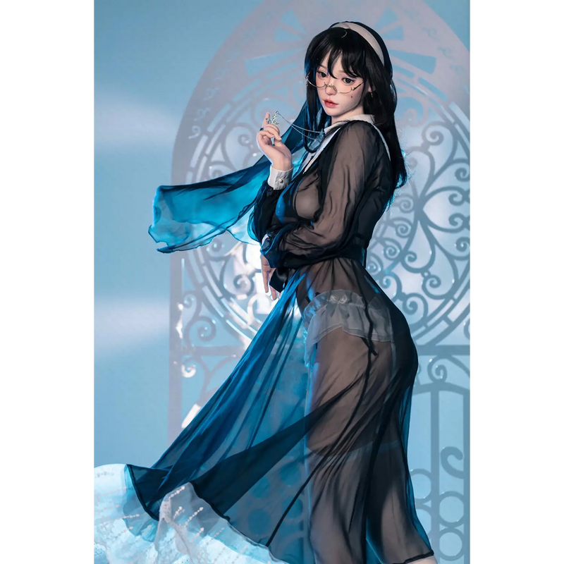 Elsa-inspired blue sheer silicone sex doll in AITIA Aurorus Divus