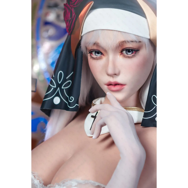 Aitia Silicone Nun Sex Doll with Headdress and Cross Necklace