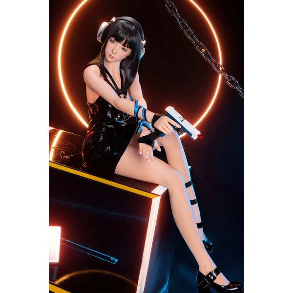 Aitia Silicone sex doll with black leather high-heeled combat boots