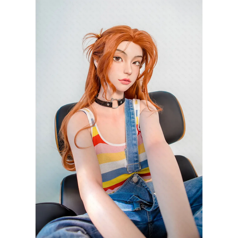AITIA Aglaia silicone sex doll in denim overall jumpsuit with rainbow tank