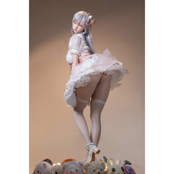 Pastel pink lace AITIA Calla silicone sex doll with floral details