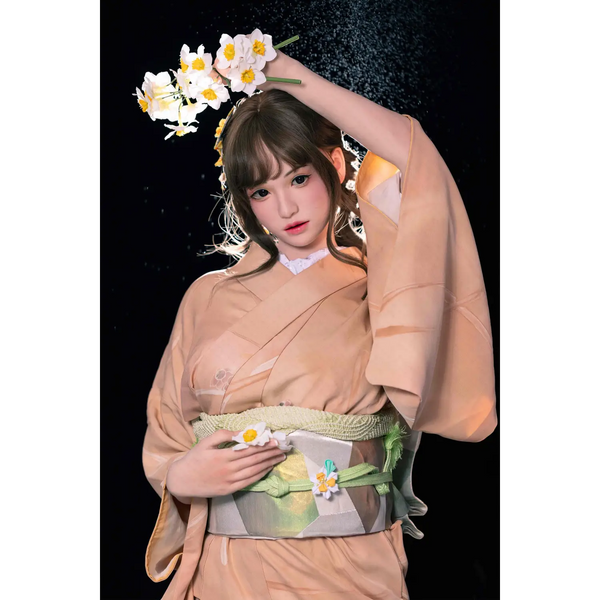 AITIA Amaterasu 162cm silicone sex doll in peach kimono with floral sash
