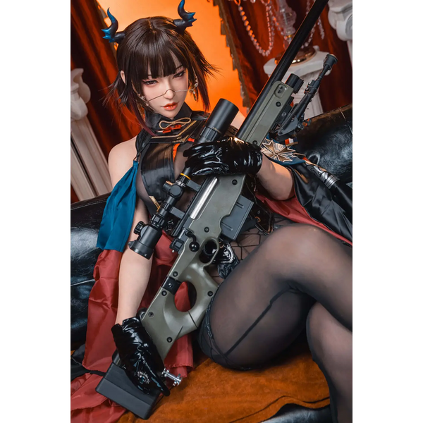 Aitia Shadow Hunter silicone sex doll with sniper rifle accessory