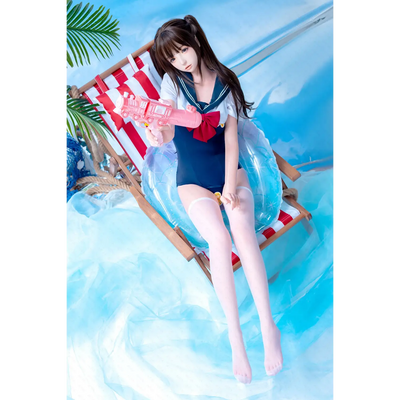 AITIA Chunmomo silicone sex doll in blue sailor swimsuit with white trim