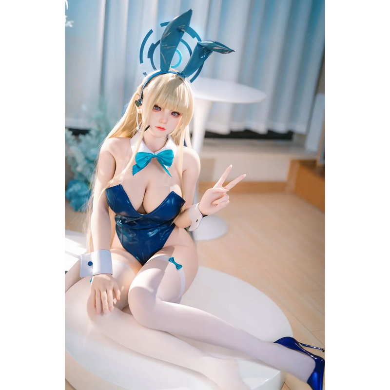 Blue bunny girl silicone sex doll in AITIA TOKi Rabbit costume