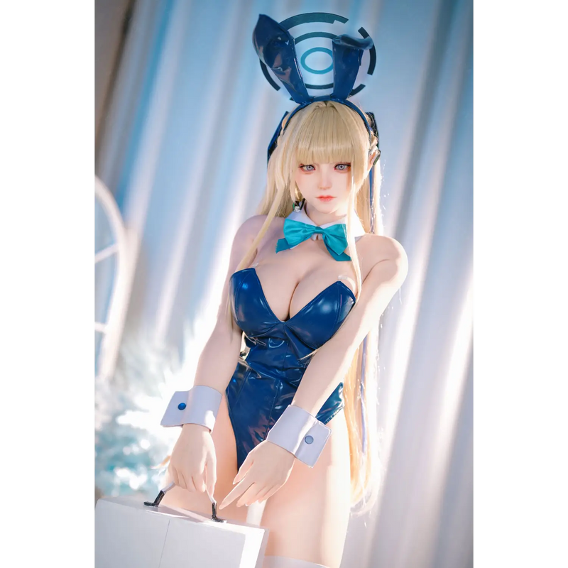 Blue bunny ears headband with bow on AITIA TOKi silicone sex doll