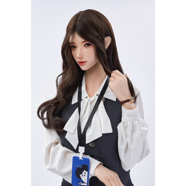 Blue lanyard with white ghost on Aitia Yulania silicone sex doll