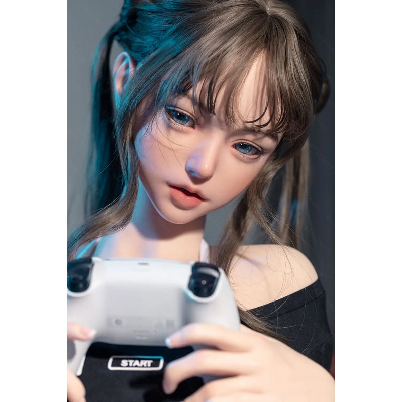 White PlayStation controller on AITIA Otaku Girl silicone sex doll