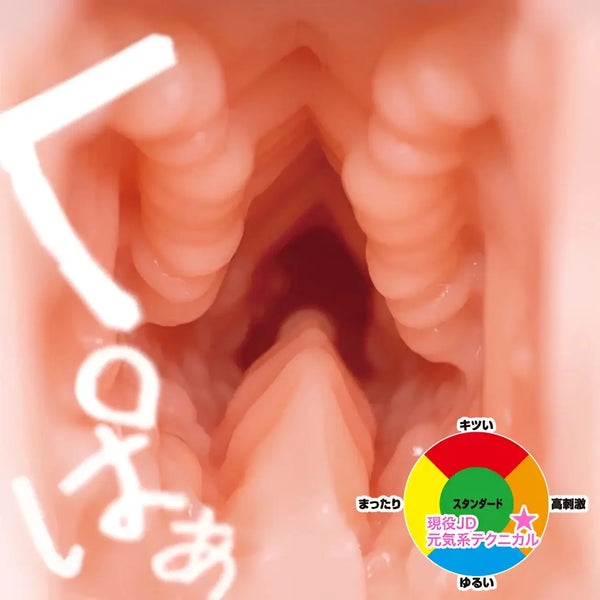 Pink ribbed textured toysheart genki technical onahole with stimulation level diagram