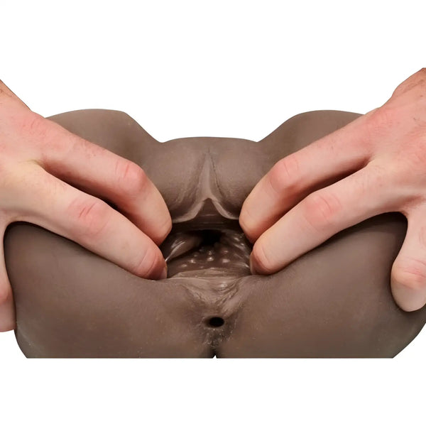 Brown silicone anal plug in Standing Ruri-nyan triple-cervix vaginal onahole