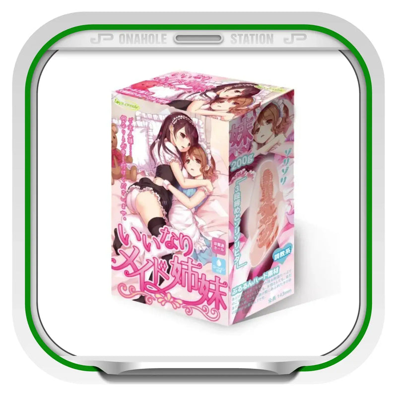 Anime-themed packaging for Submissive Maid Sisters Threesome Onahole toy