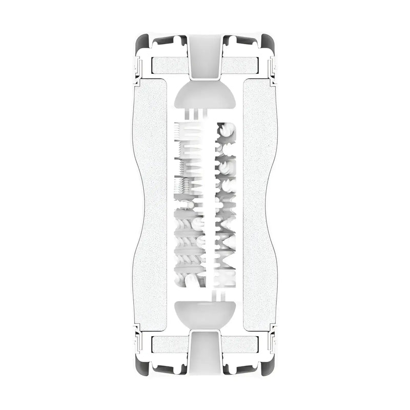 Cross-section of white textured TENGA DUAL SENSATION CUP for ultimate pleasure
