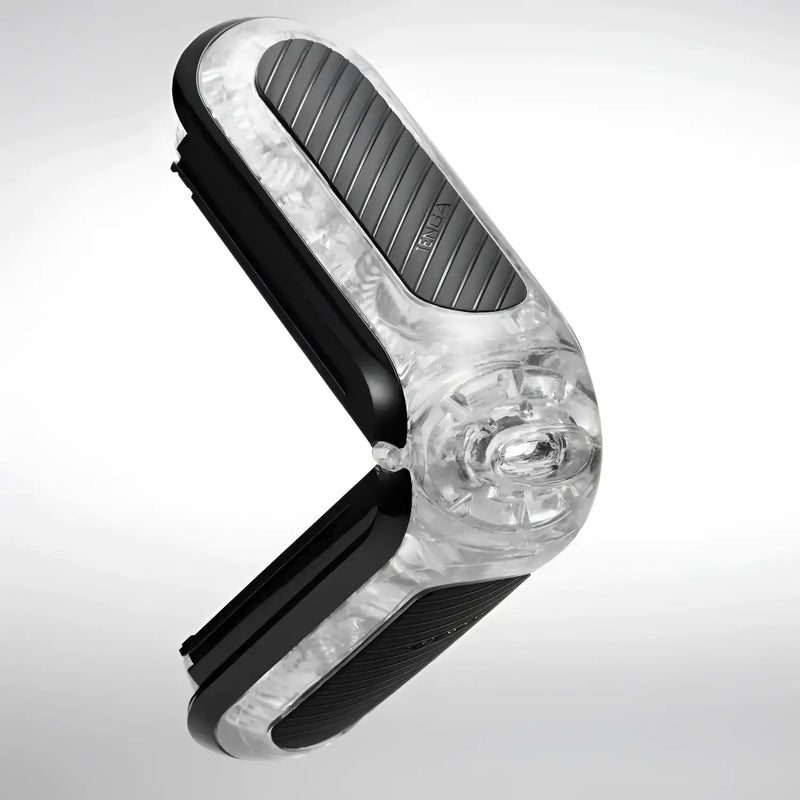 TENGA FLIP HOLE ZERO BLACK foldable clear and black hair straightener with ridged plates