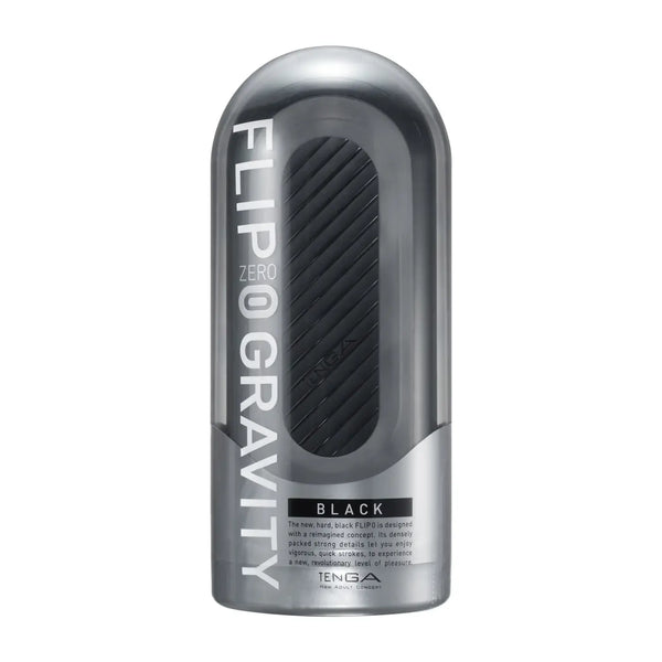 TENGA FLIP HOLE ZERO BLACK sleek black silver personal massager with ribbed interior