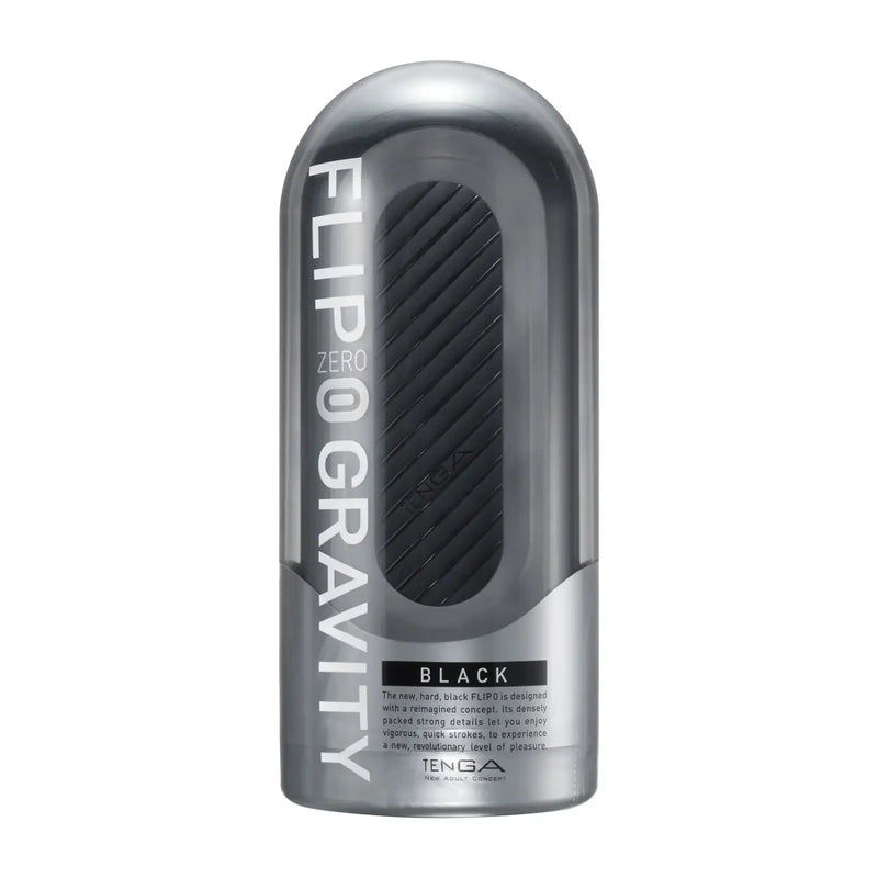 TENGA FLIP HOLE ZERO BLACK sleek black silver personal massager with ribbed interior