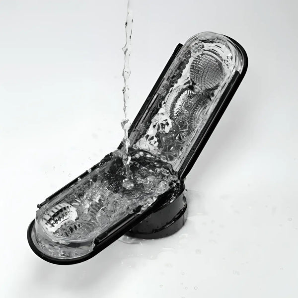 TENGA FLIP HOLE ZERO BLACK textured male masturbator with water pouring in