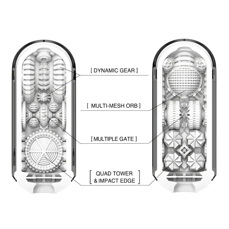 TENGA FLIP HOLE ZERO BLACK textured male masturbator sleeve cross-section diagrams