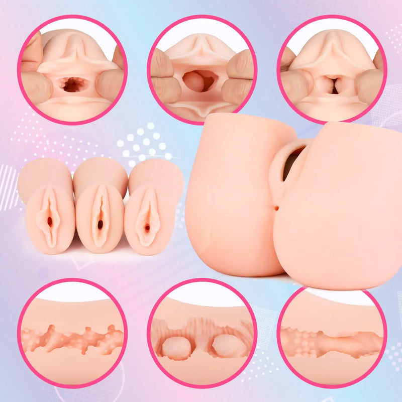 Pink silicone anal plug for Three Ages onahip with anal tunnel textures