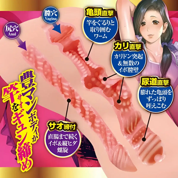 Adult toy featuring internal textures for intense pleasure in Two Hole Orgasm design