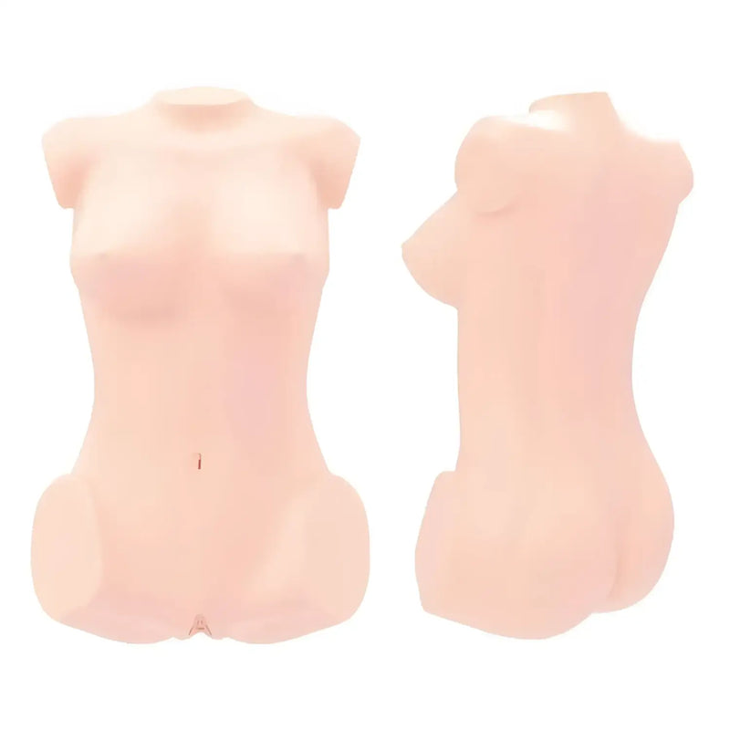 Two nude female torso mannequins from the Yura Anekawa Real Body + 3D Bone System